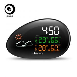 Diamond Wings Store שרשראות כסף DIGOO DG-THS01 Weather Forecast Station Snooze Stone Clock Calendar 