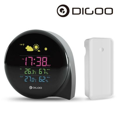 DIGOO DG-THS02 Wireless Weather Station In/Outdoor Thermometer Hygrometer CLOCK